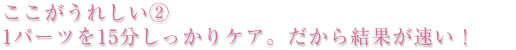 こくがうれしい② レヾーツを15分しっかりケア。だから結果が速い!